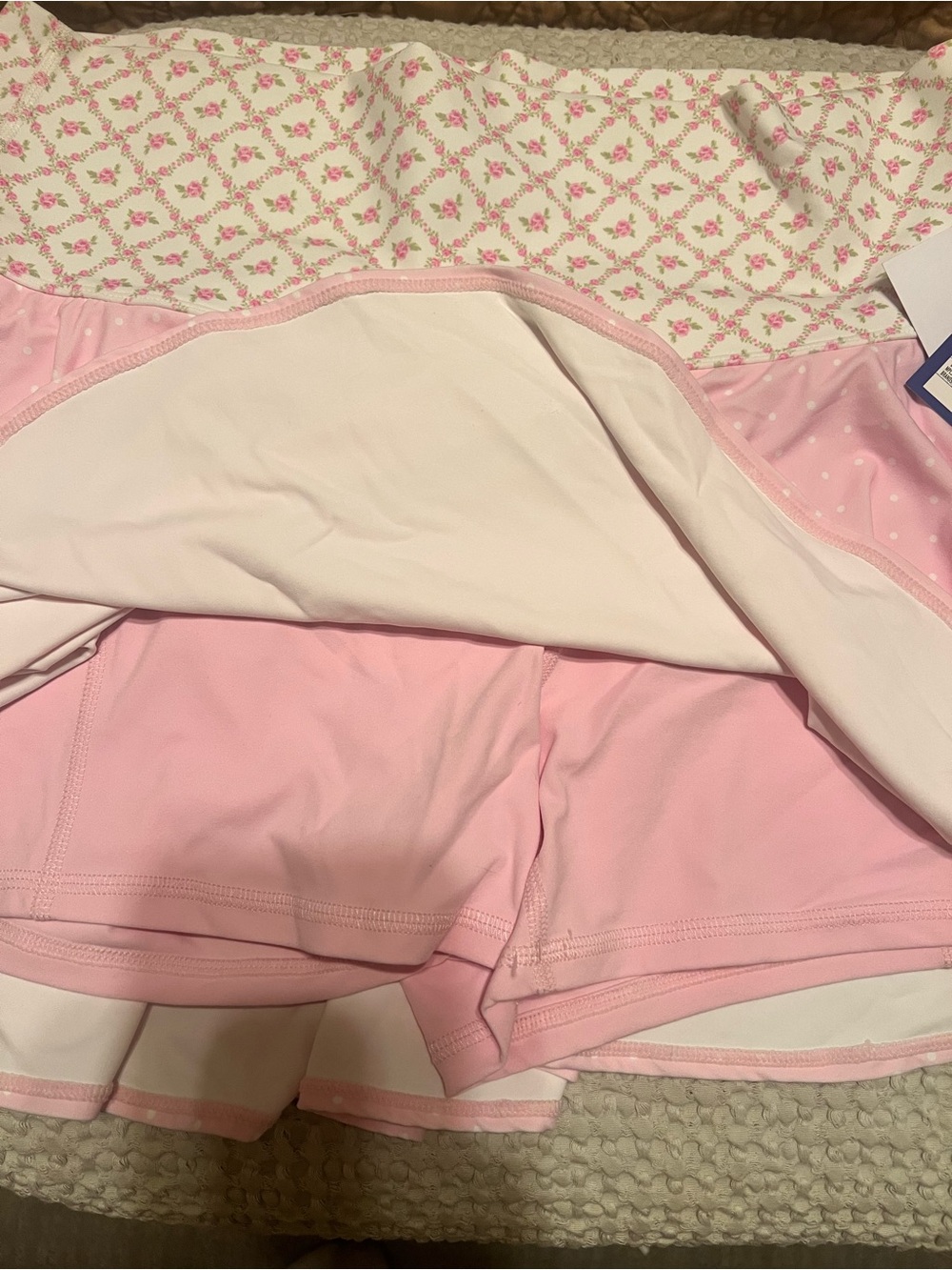 JoyLab Pink Polka Dot Mini Skirt with Patterned Waistband. NWT XL - Picture 3 of 3